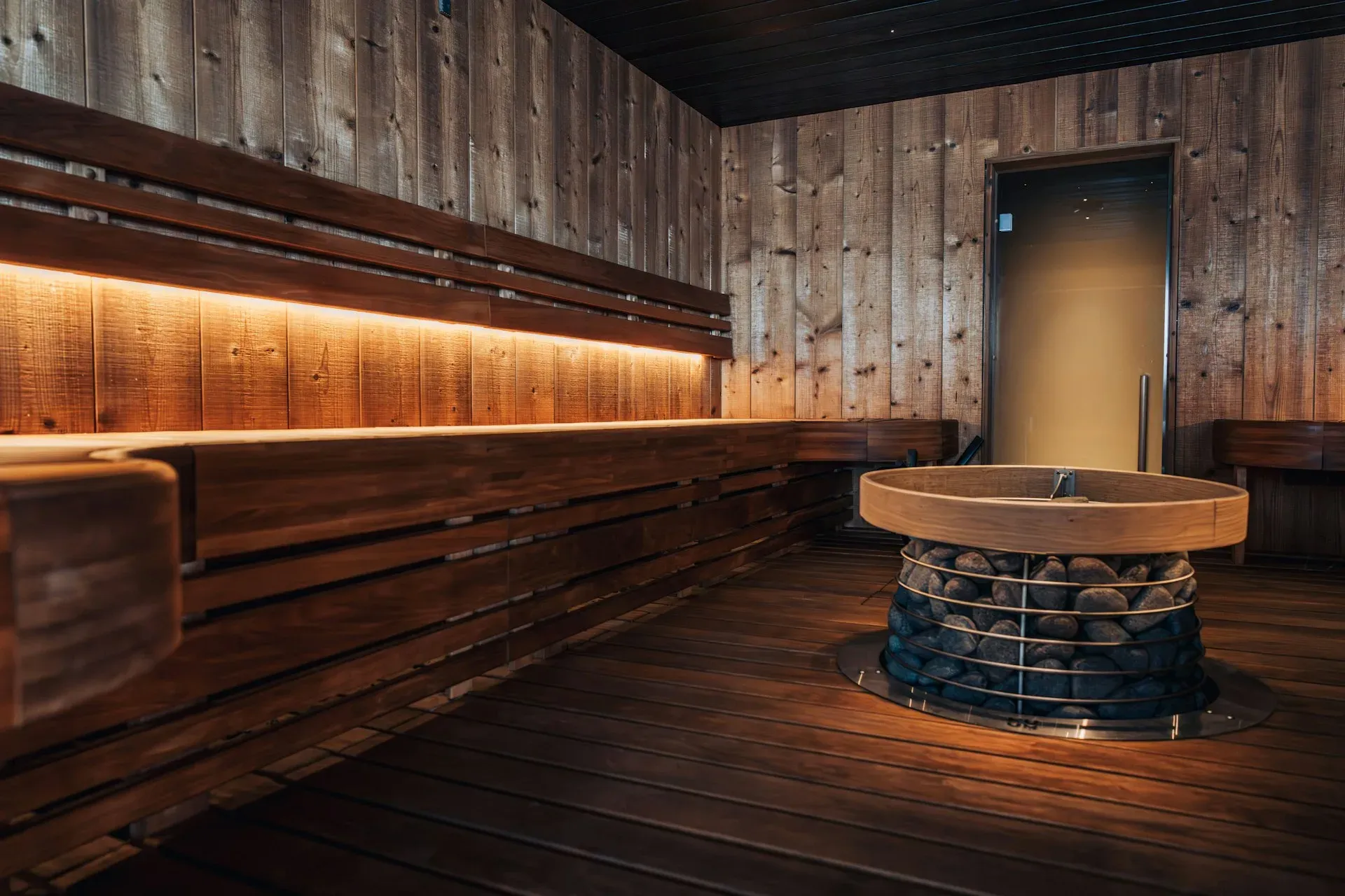 Traditional Finnish sauna interior